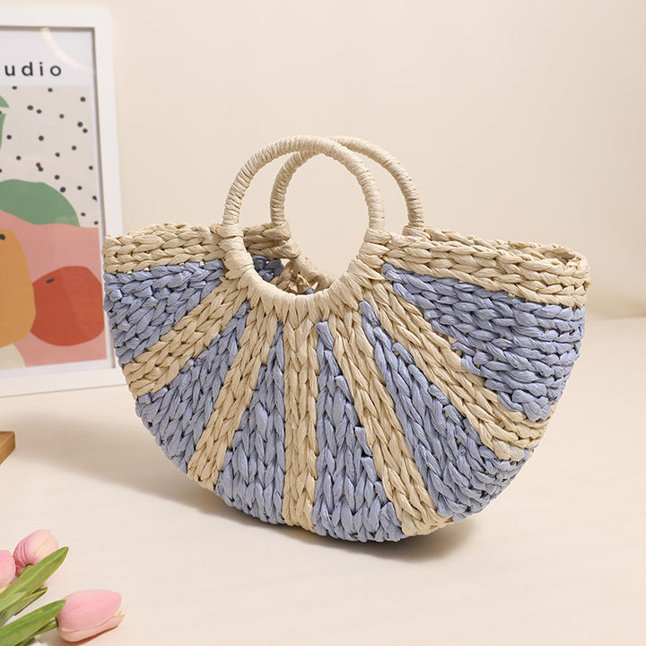 Handbag Made of Handwoven Bast with Base Structure Bowlift