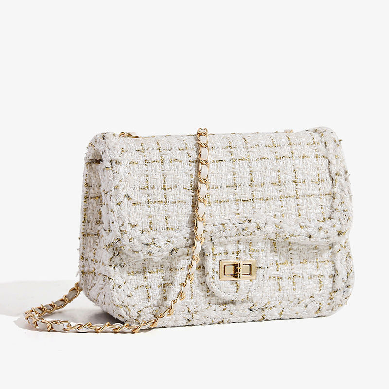 Textured Chain Strap Shoulder Bag Bowlift