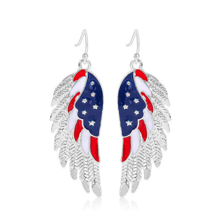 Women's lightweight star earrings with enamel flag design and fishhook Bowlift