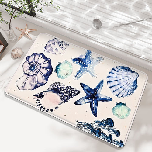 Coastal Marine-Themed Bathroom Mat