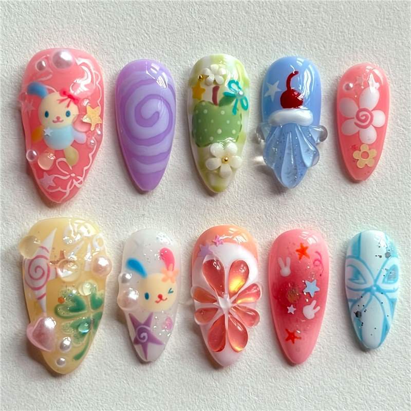 Playful Themed Press-On Nail Set Bowlift