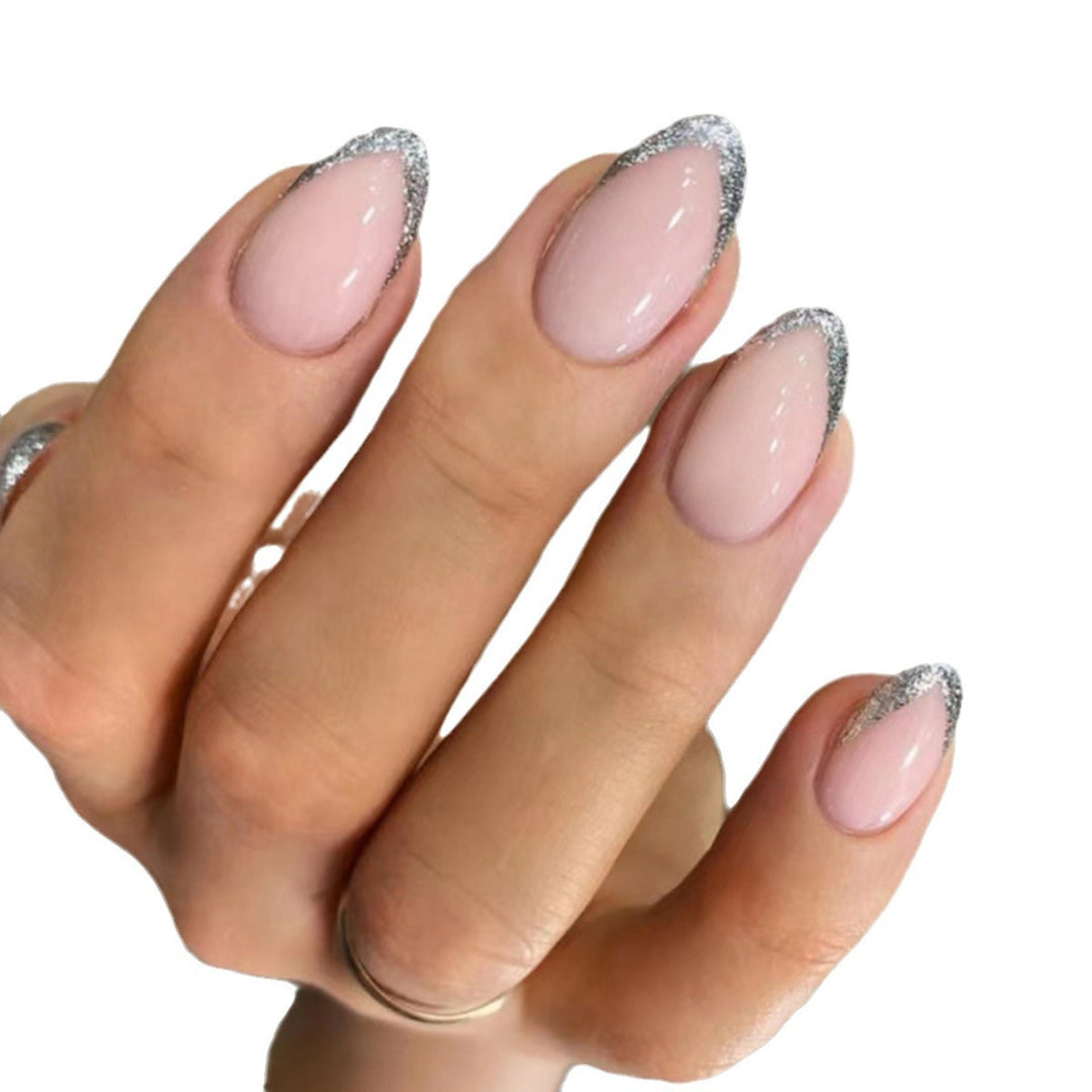 Elegant French Tip Glitter Nail Extensions Bowlift
