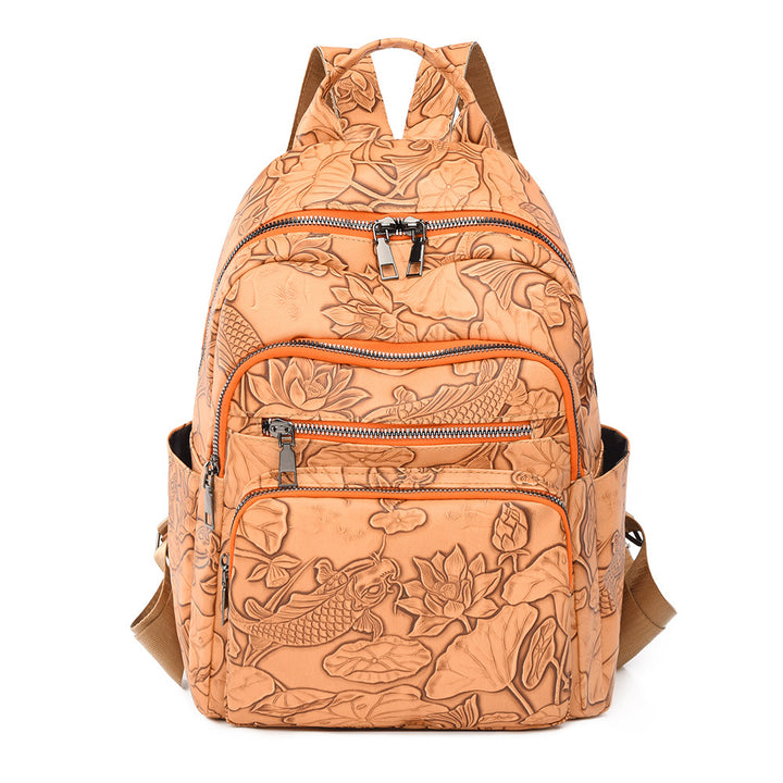 Embossed Floral Pattern Backpack