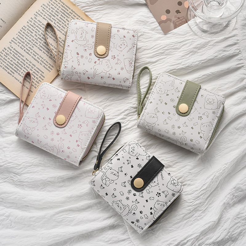 Cute Cat-Themed Zippered Coin Wallet Bowlift