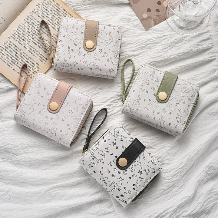 Cute Cat-Themed Zippered Coin Wallet Bowlift