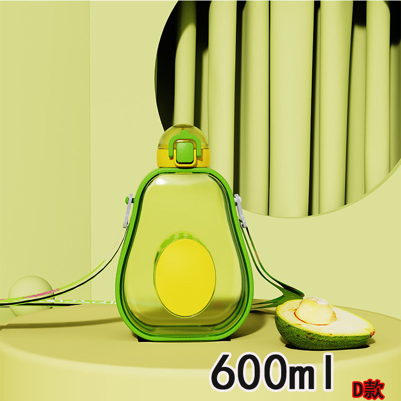 Women's Avocado Water Bottle with Leak-proof Lid and Integrated Carry Strap Bowlift