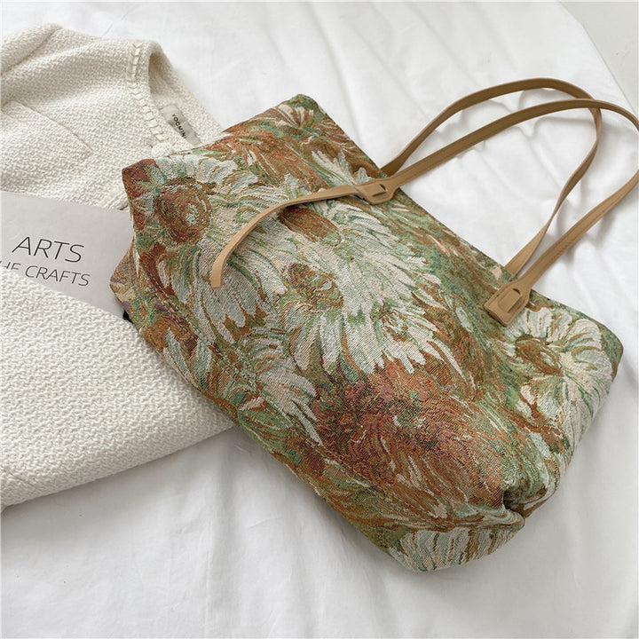 Floral Embroidered Tote Handbag