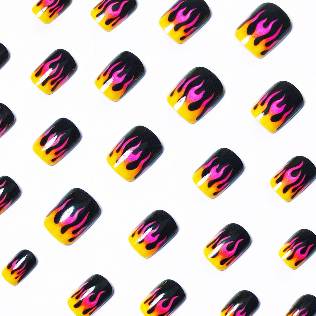Creative Art Nails with Flame Design Bowlift