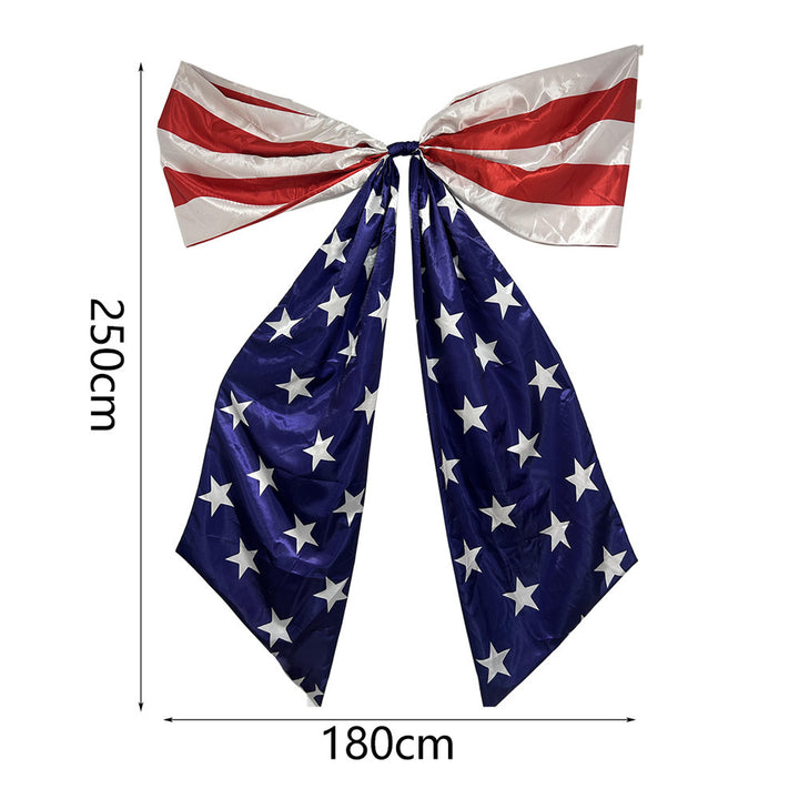 Unisex nan large decorative bow made of polyester with extra long ribbons and star pattern for door and wall decoration Bowlift