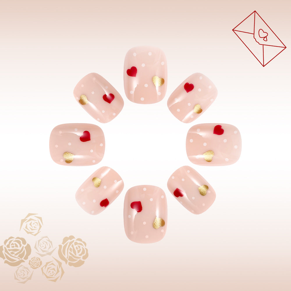 Romantic Heart-Embellished Press-On Nails Bowlift