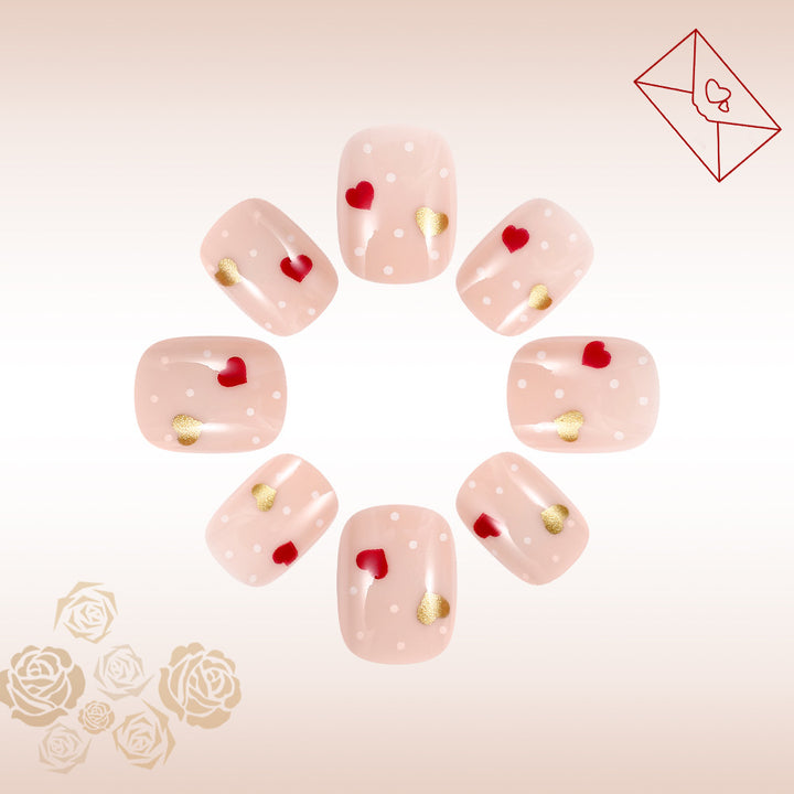 Romantic Heart-Embellished Press-On Nails Bowlift
