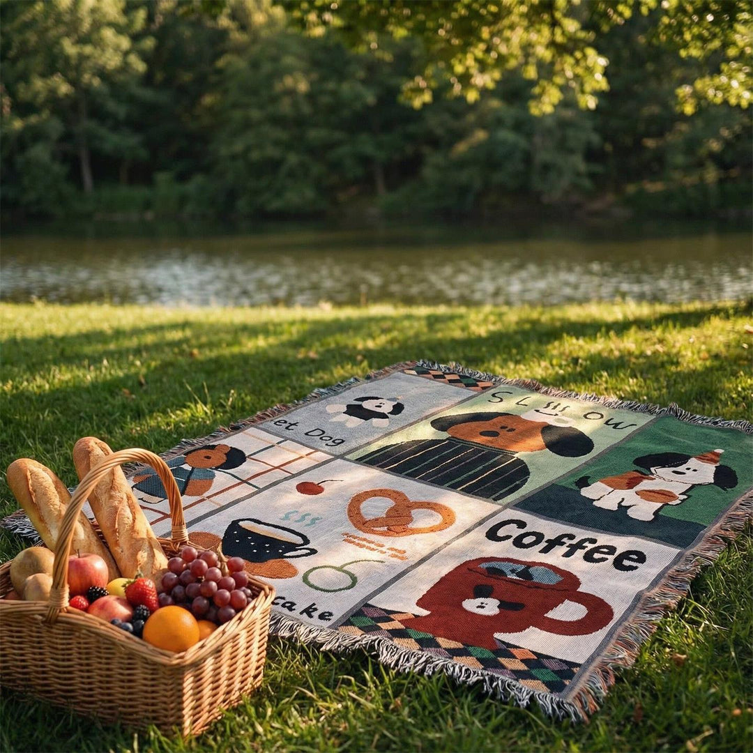 Cute Animal-Themed Cotton Throw Blanket