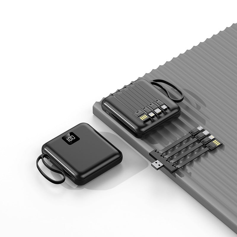 Portable power bank with integrated charging cables and LCD display Bowlift