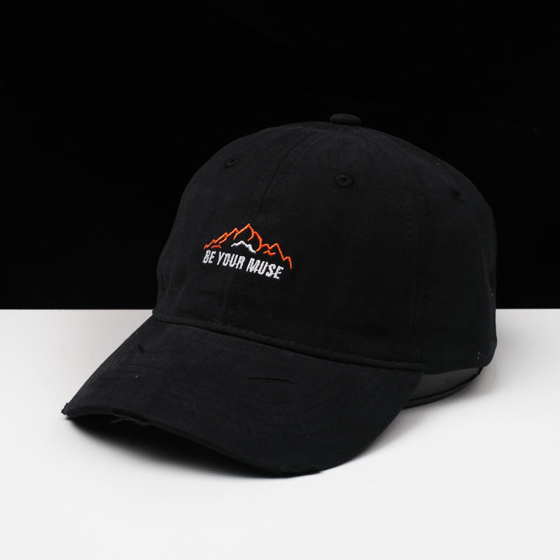 Women's Distressed Cotton Embroidered Baseball Cap Bowlift