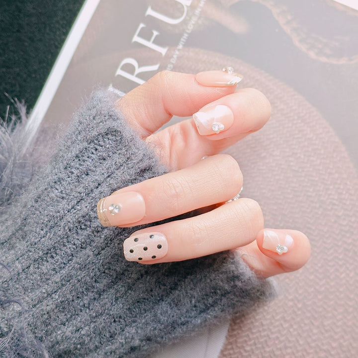 Elegant French Tip Press-On Nails Bowlift