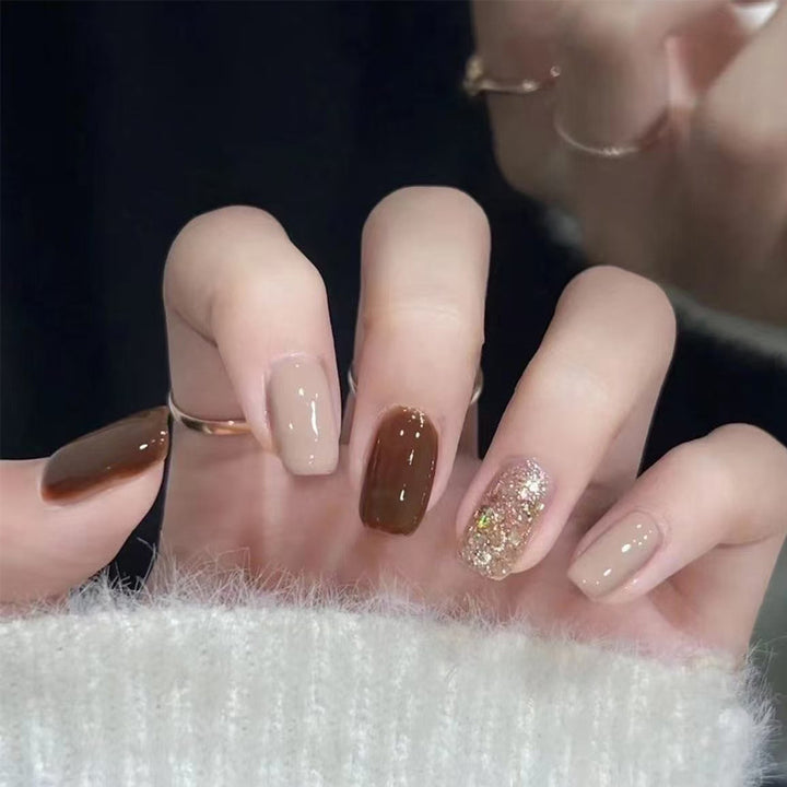 Luxury Press-On Nail Set with Glitter Accent Bowlift