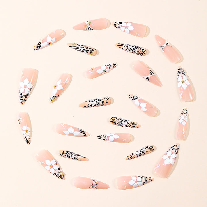 Floral and Animal Print Stiletto Nail Art Extensions Bowlift