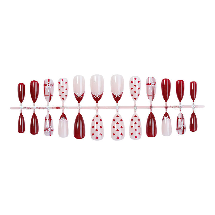 Heart-Themed Press-On Nail Set Bowlift