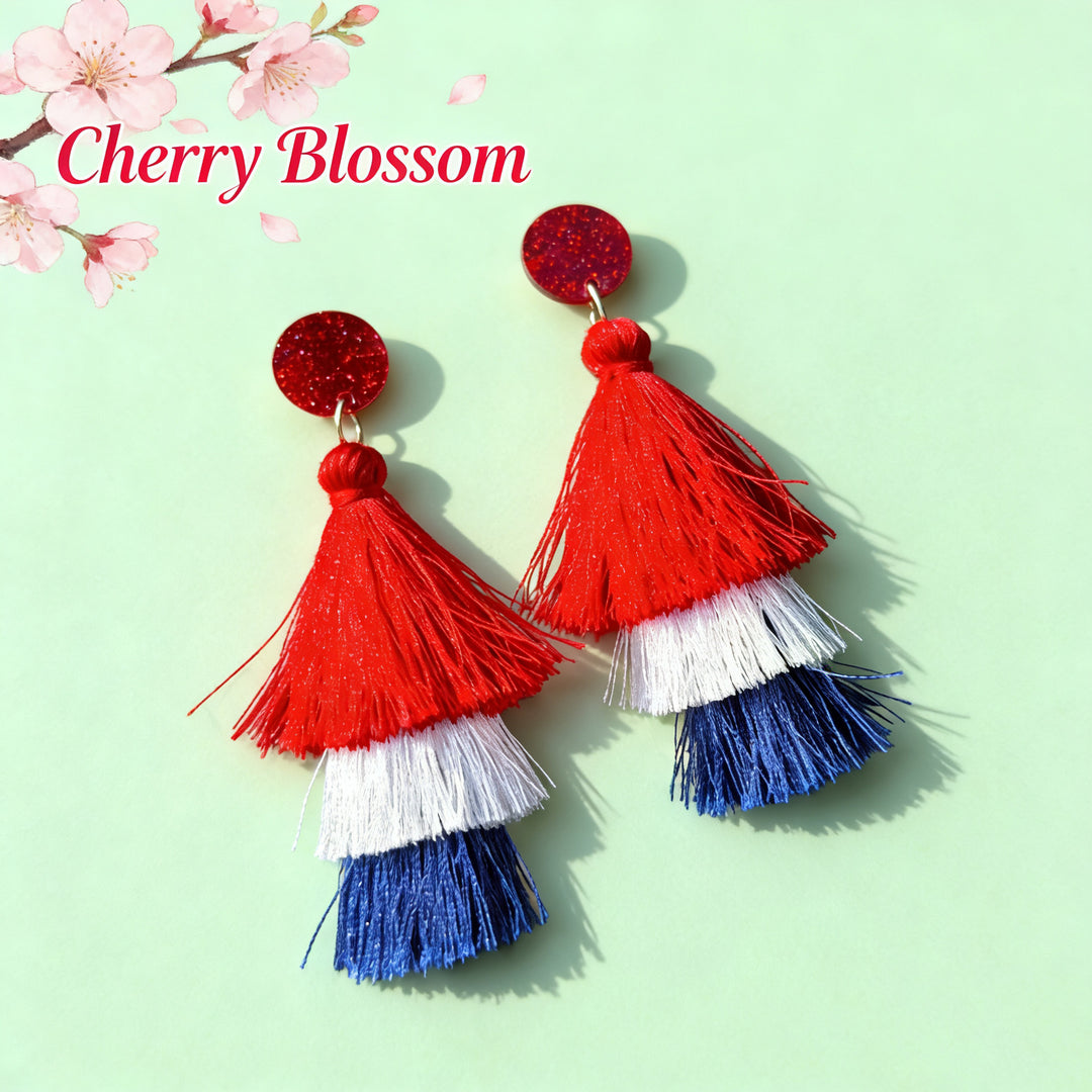 Women's multi-layer tassel earrings with tiered fringes and nickel-free stud closure Bowlift