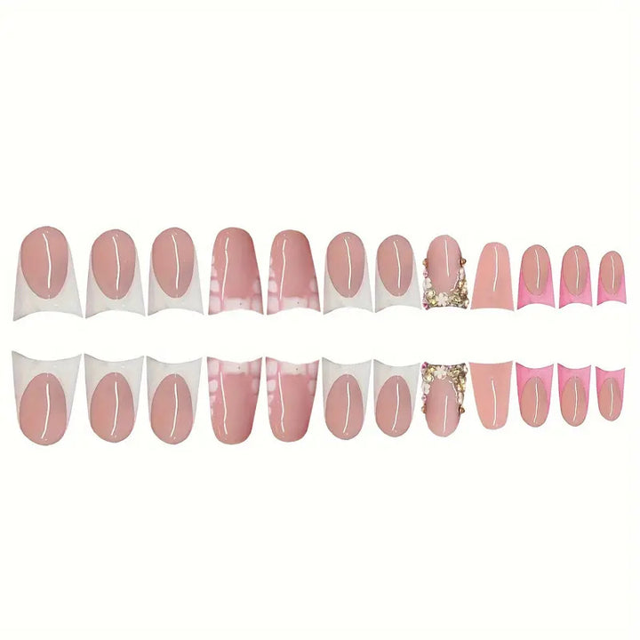 Glamorous 3D Crystal-Accented Press-On Nail Set Bowlift