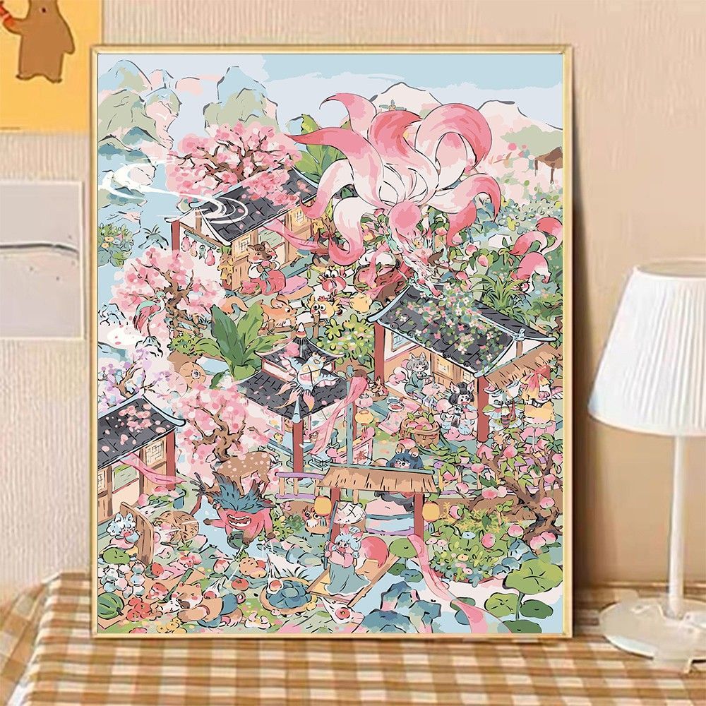 Whimsical Garden Scene Canvas Art Bowlift