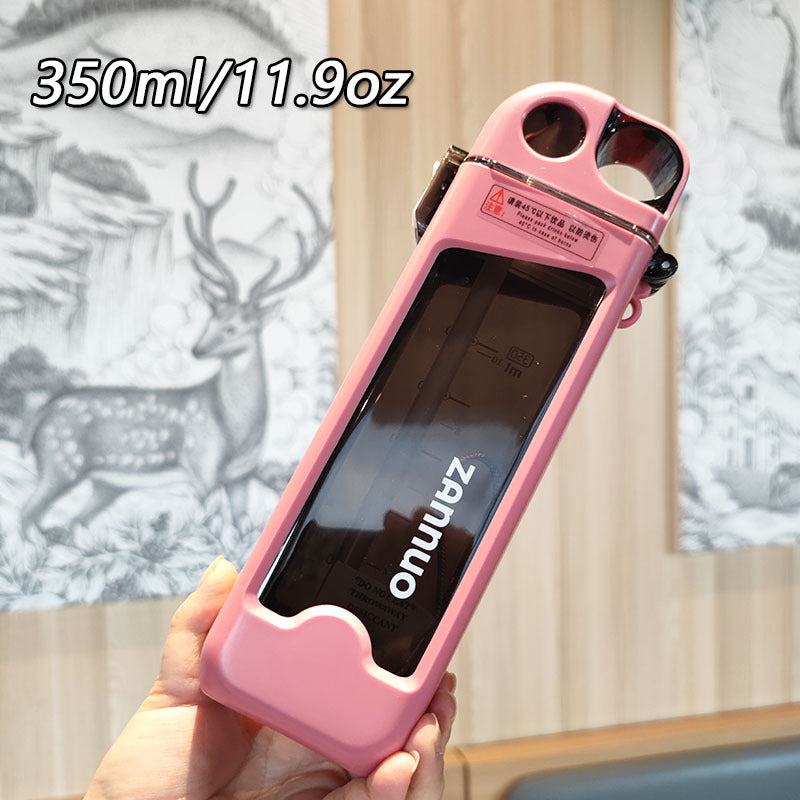 Ladies unique flip-top drinking bottle with viewing window Bowlift