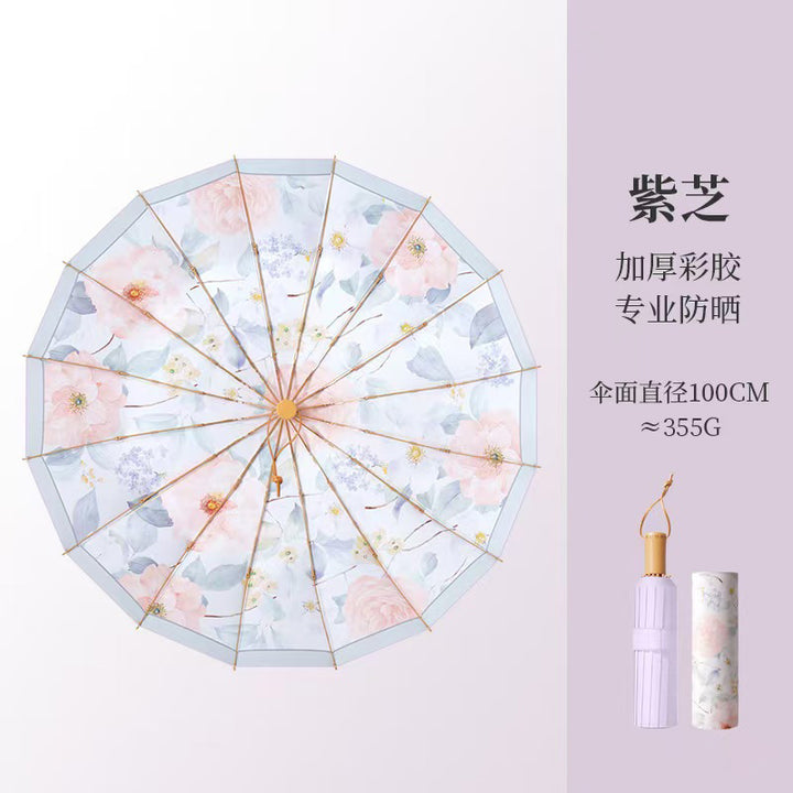 Women Foldable Umbrella with Floral Pattern Bowlift