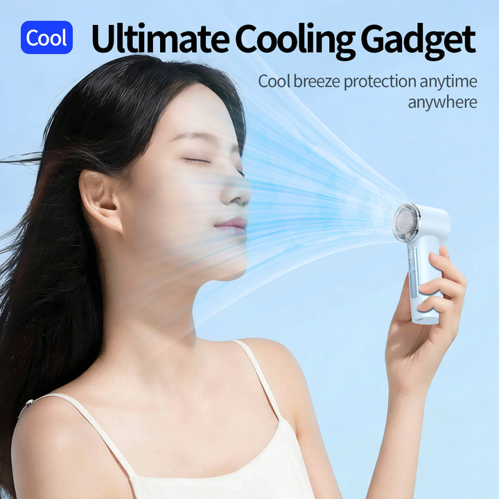 Unisex nan handheld cooling fan with ice cartridge and LED display Bowlift