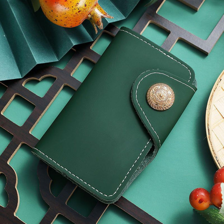 Luxury Leather Snap Closure Card Holder Bowlift