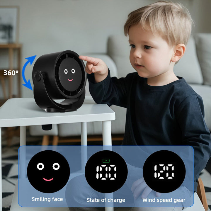 Ladies Portable 360-Degree Table Fan with Smart Display Bowlift