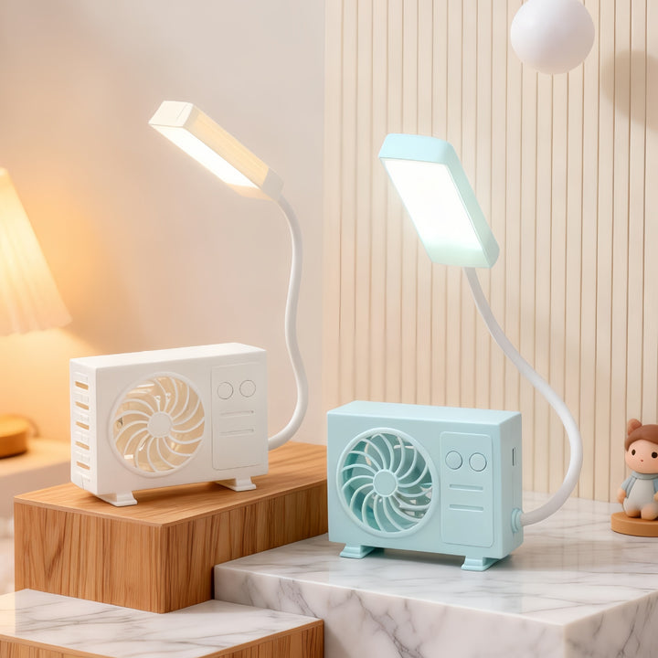 Women's table lamp with integrated USB fan Bowlift