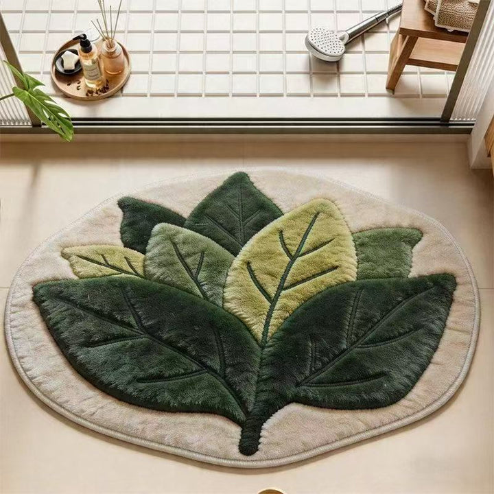 Leaf-Shaped Plush Bath Mat
