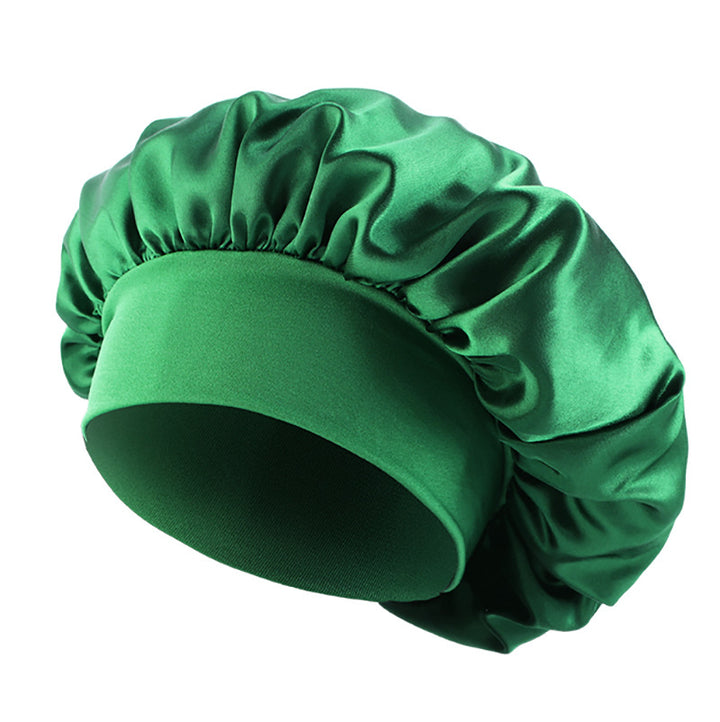 Satin sleep bonnet with wide protective elastic band Bowlift