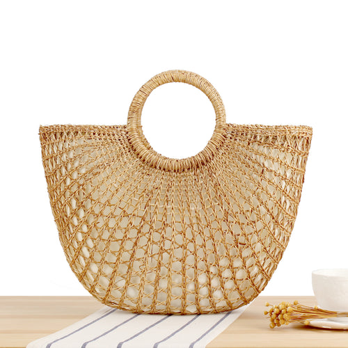 Braided basket bag with stylish round handle Bowlift