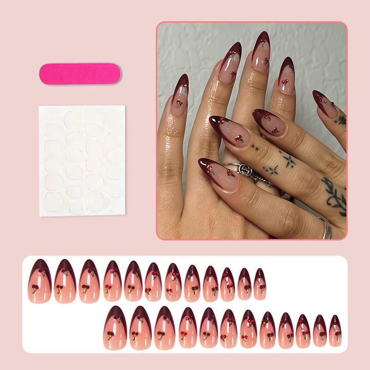 Acrylic nail set with fruity cherry design Bowlift