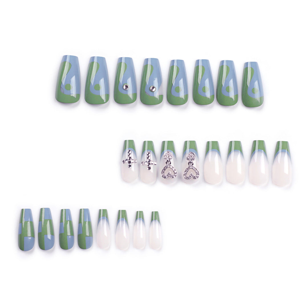 Artistic nail extensions with decorative jewelry effect Bowlift