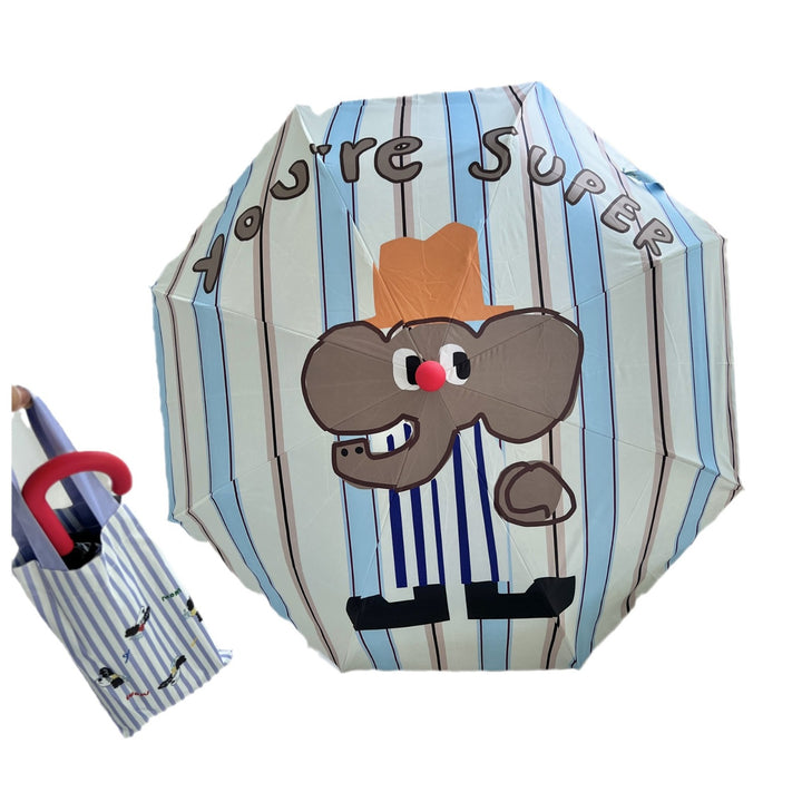Ladies innovative folding umbrella with gentle leaf design and practical carrying pouch Bowlift