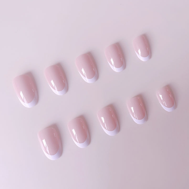 Artificial Nail Set in Elegant French-Style Bowlift