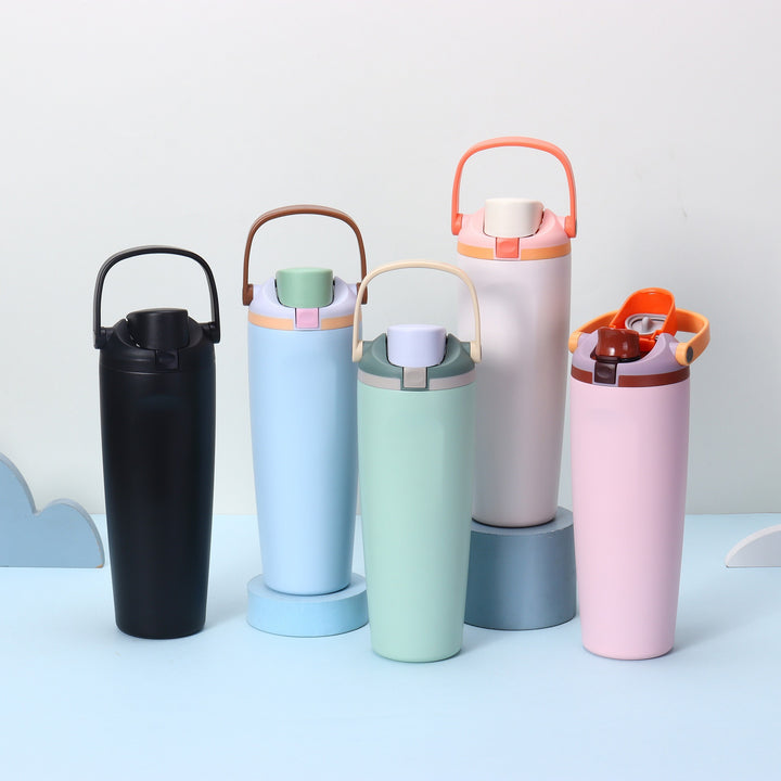Women's insulated drinking bottle with ergonomic carry handle Bowlift