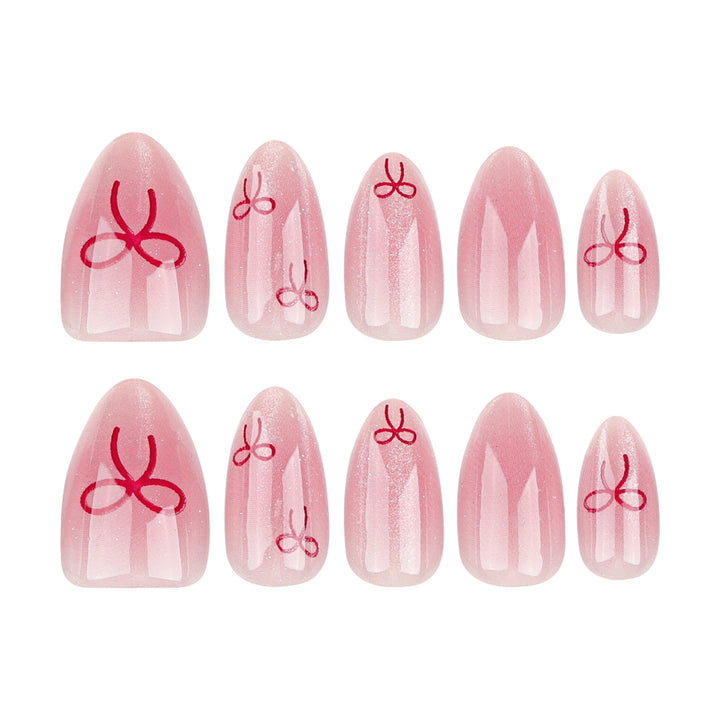 Artificial Nail Art with Bow Motif Bowlift