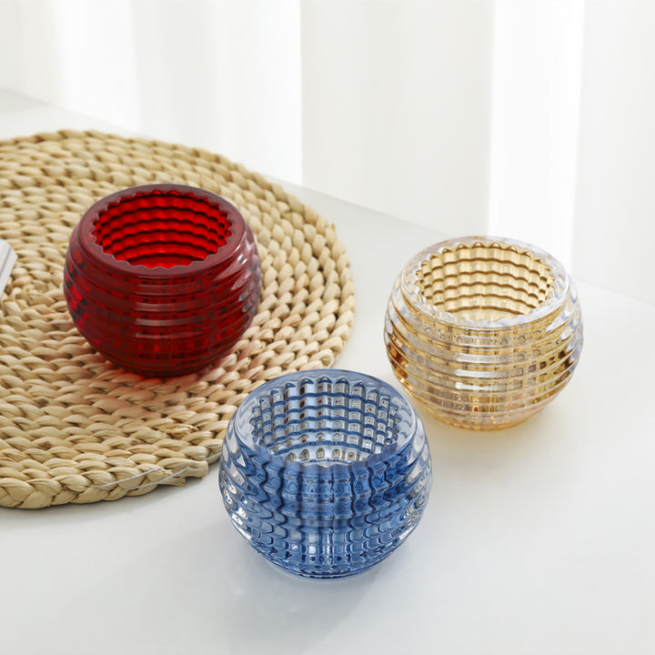 Round Ribbed Glass Votive Candle Holder for Tealights Bowlift