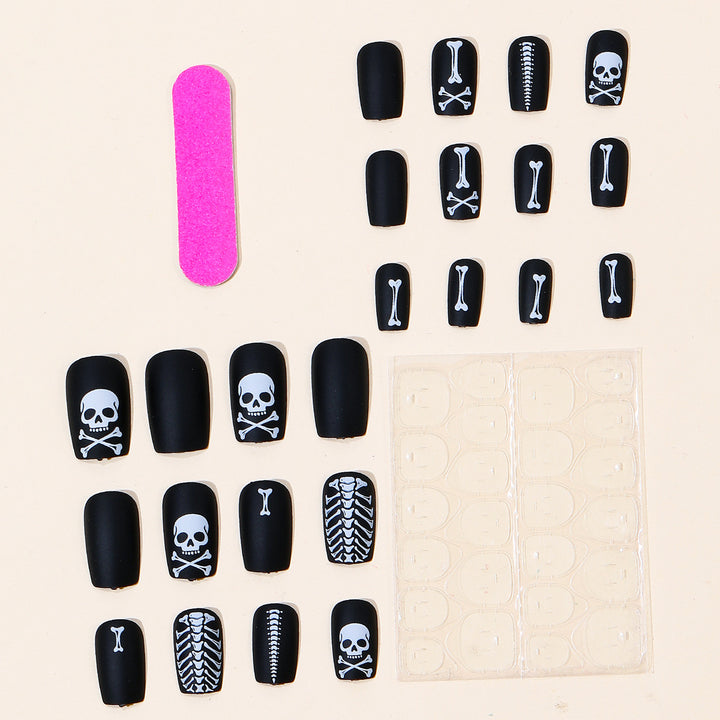 Gothic Skeleton-Themed Nail Art Extensions Bowlift