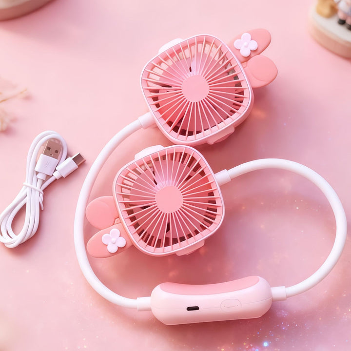 Women Portable Neck Fan with Cute Design and Flexible Adaptability Bowlift