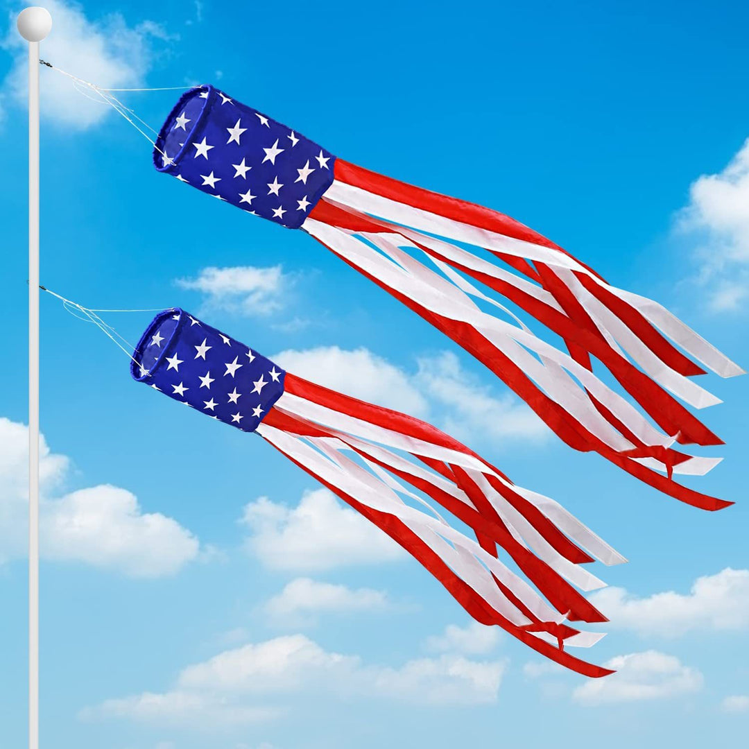 Unisex nan patriotic windsock wind flag with long ribbons for outdoor hanging Bowlift