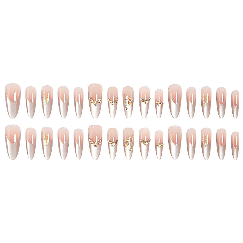 Glamorous art nails with elegant golden details Bowlift