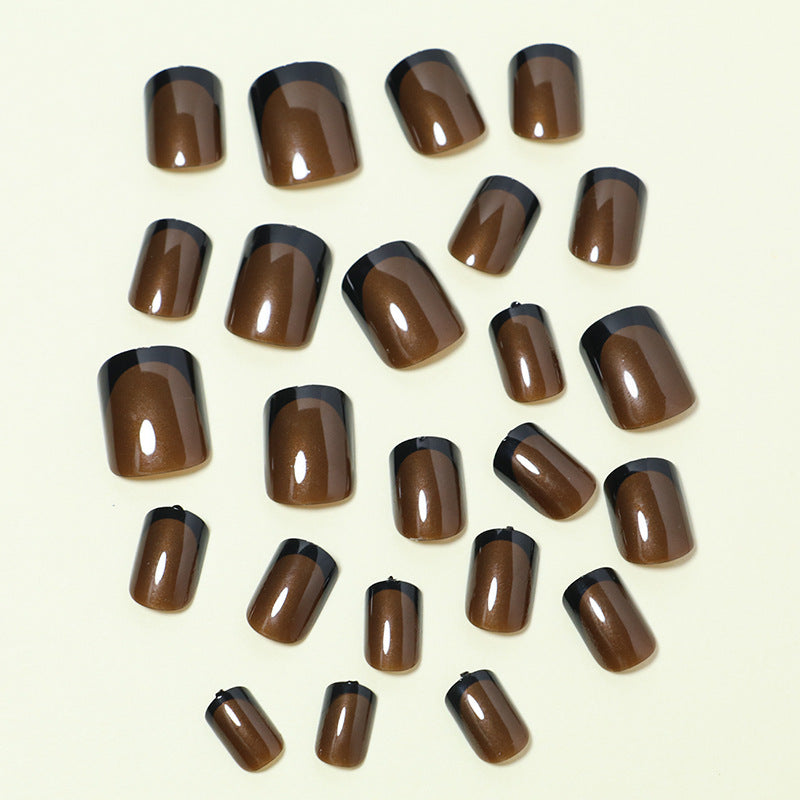Glossy French Tip Press-On Nails Bowlift