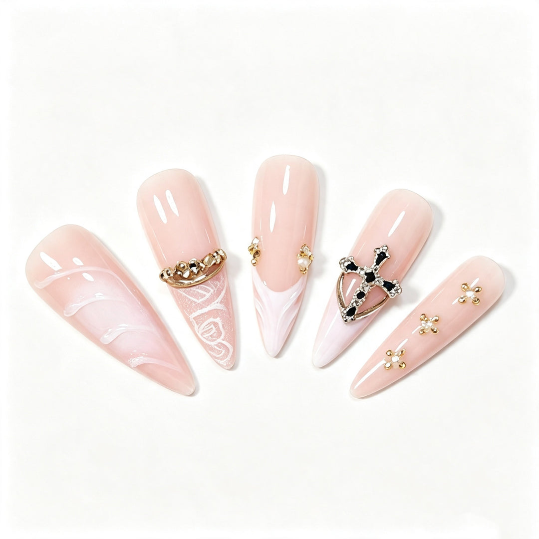 Elegant Stiletto Nail Art Tips with Embellishments Bowlift