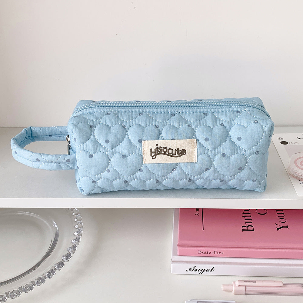 Quilted Heart-Shaped Pencil Case Bowlift