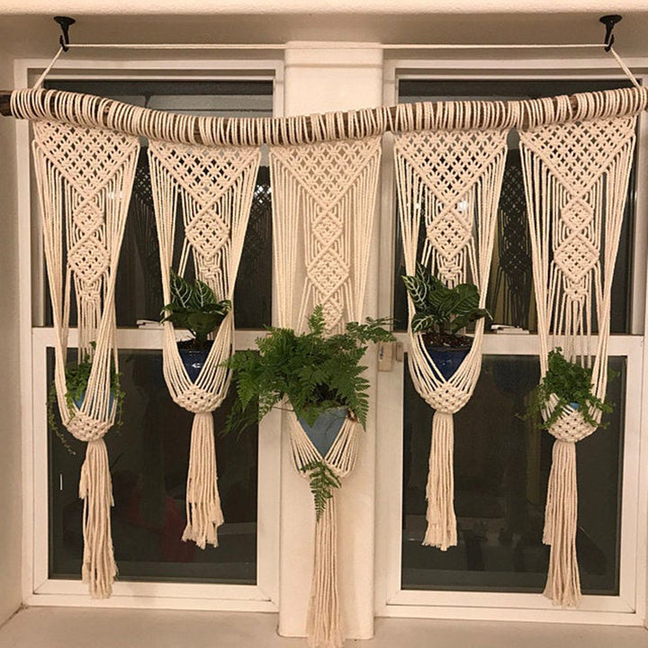 Elegant macramé wall hanging with intricate details