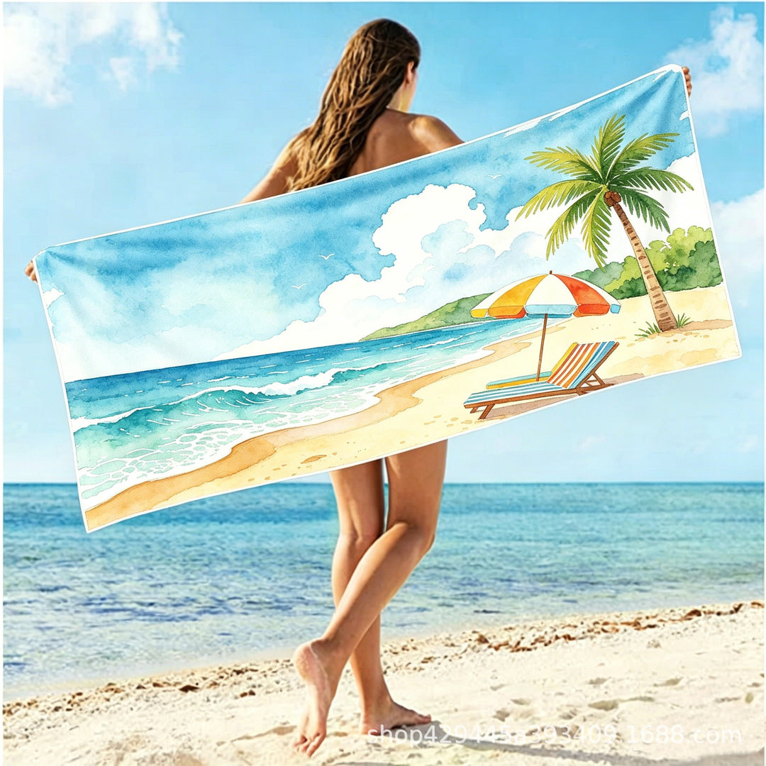 Women's large beach towel with colorful beach motif Bowlift